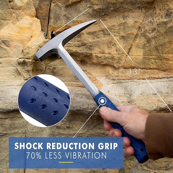 Estwing E3-22P 22 oz Rock Pick with Pointed Tip & Shock Reduction Grip