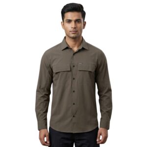 Men’s Breathable Hiking Shirt – Full Sleeve, Quick-Dry, Lightweight Outdoor Trekking Shirt (Taupe)